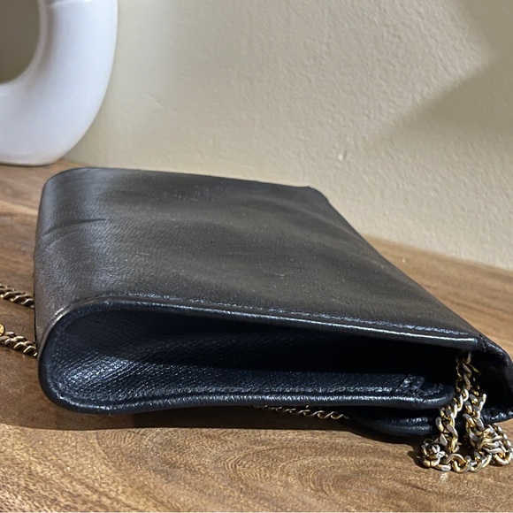 AUTH VINTAGE RARE DIOR BLACK LEATHER MINI FLAP BAG & GOLD ORIGINAL CHAIN - Picture 12 of 17